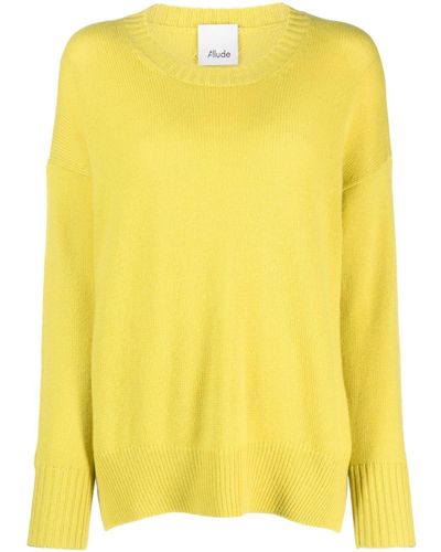 Allude Waffle-knit Cashmere Sweater - Yellow