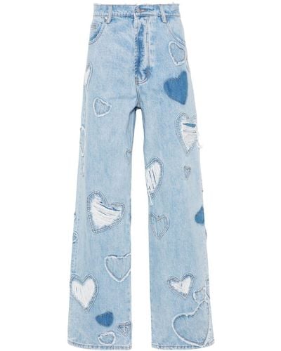NAHMIAS Jeans a gamba ampia con design patchwork - Blu