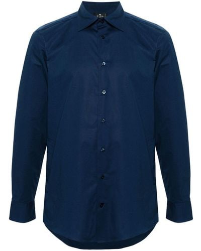 Etro Popeline-Hemd mit Spreizkragen - Blau