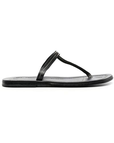 Totême T-bar Leather Sandals - Black