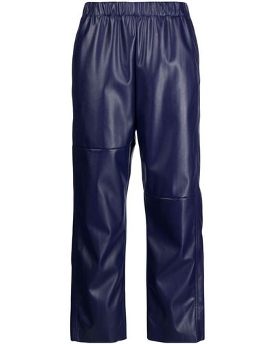 MM6 by Maison Martin Margiela Cropped Faux-leather Trousers - Blue