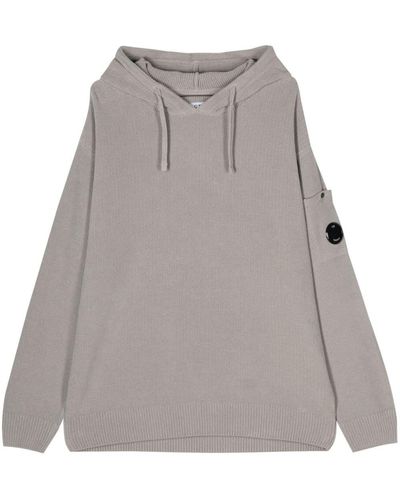 C.P. Company Lens-detail Knitted Hoodie - Grey