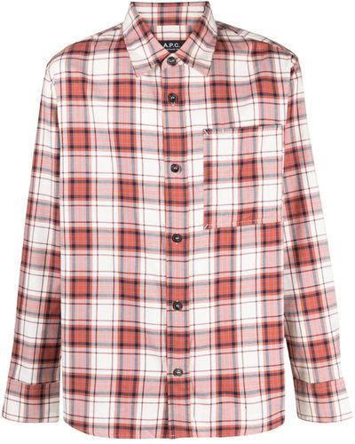 A.P.C. Check-pattern Cotton Shirt - Red