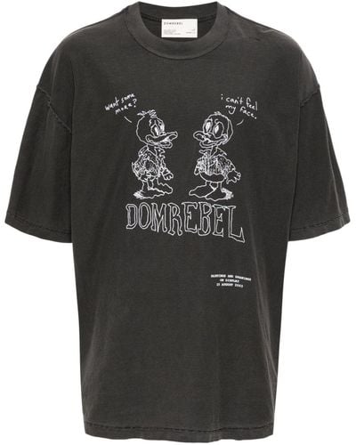 DOMREBEL T-shirt Met Print - Zwart