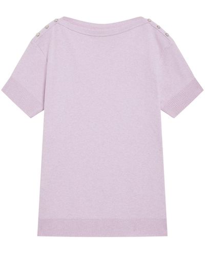 agnès b. Boat-neck Cotton Sweater - Pink