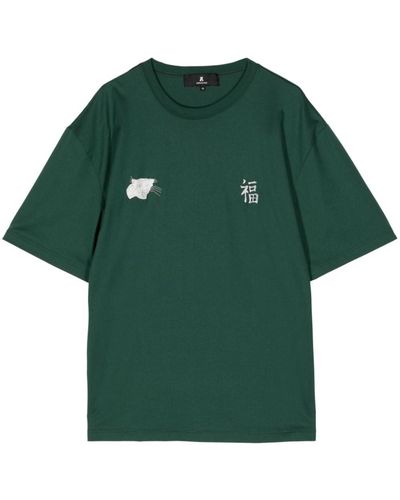ANREALAGE Photochromic-embroidered Cotton T-shirt - Green