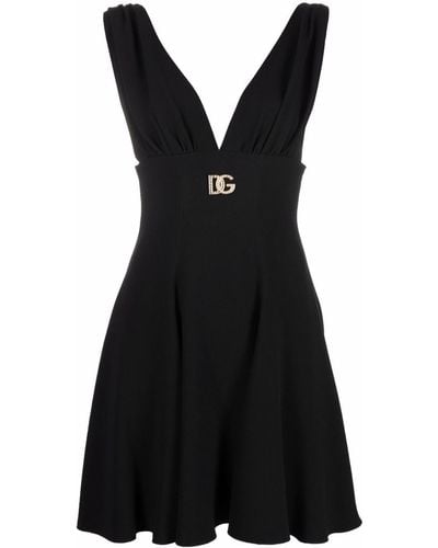 Dolce & Gabbana ドルチェ&ガッバーナ ロゴプレート ドレス - ブラック
