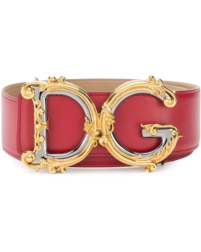 Dolce & Gabbana Embellished Dg Buckle Belt - Pink
