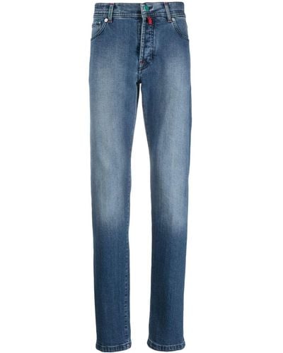 Kiton Contrast-stitching Mid-rise Slim-cut Jeans - Blue
