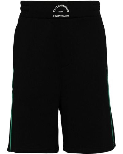Karl Lagerfeld Logo-embroidered Cotton Boxing Shorts - Black