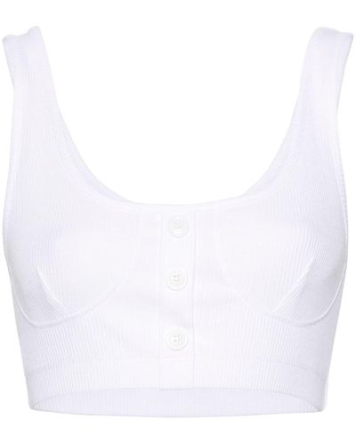 Moschino Jeans Ribbed-knit Cropped Tank Top - White