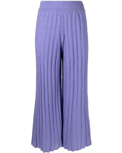 Rus Lune Ribbed-knit Flared Trousers - Purple