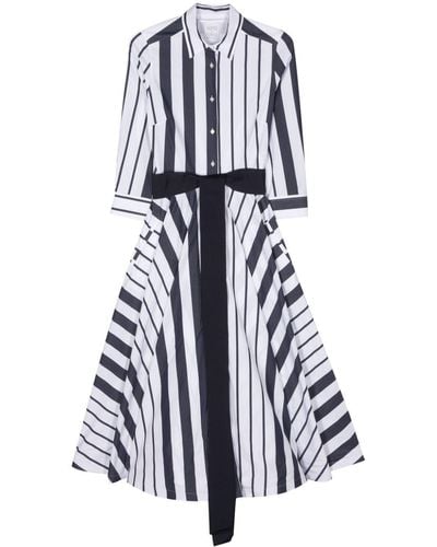 Sara Roka Striped Midi Shirt Dress - White