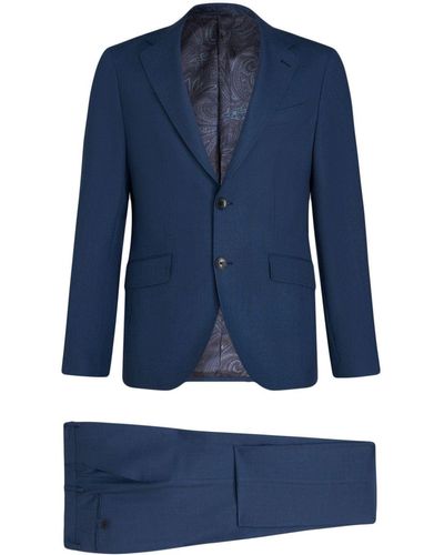 Etro Checked Wool Suit - Blue