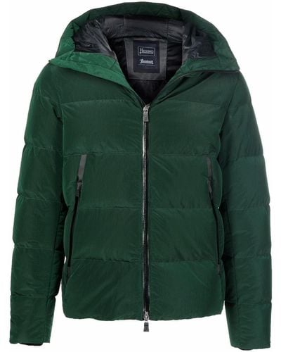 Herno Zip-pockets Hooded Padded Jacket - Green