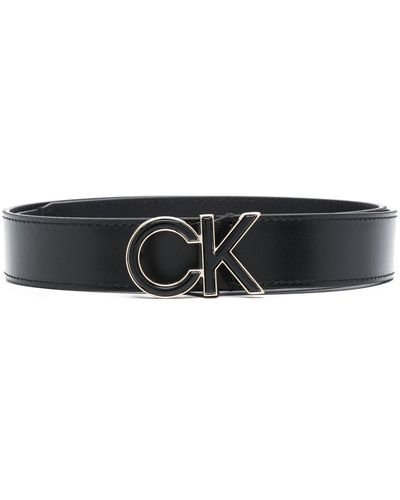 Calvin Klein Re-lock レザーベルト - ブラック