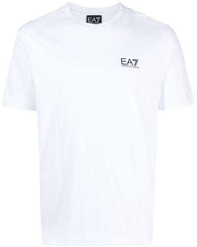EA7 T-shirt en coton à logo imprimé - Blanc