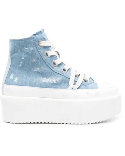 Inuikii Levy Flatform-Sneakers aus Denim - Blau
