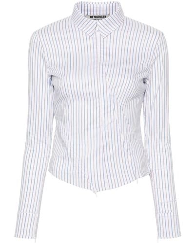OTTOLINGER Striped Zip-up Shirt - White