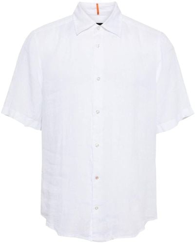 BOSS Short-sleeve Linen Shirt - White
