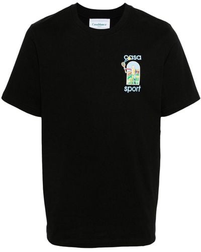 Casablancabrand Le Jeu T-Shirt aus Bio-Baumwolle - Schwarz