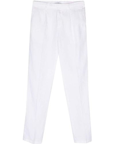 Boglioli Mid-rise Tapered Linen Pants - White