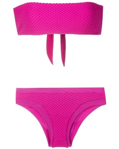 Amir Slama Textured Bandeau Bikini - Pink