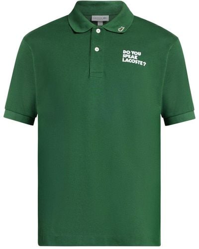 Lacoste Slogan-embroidered Polo Shirt - Green