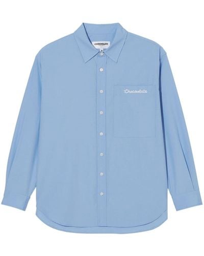 Chocoolate Logo-embroidered Poplin Shirt - Blue