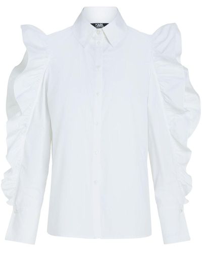 Karl Lagerfeld Ruffled Cotton Shirt - White