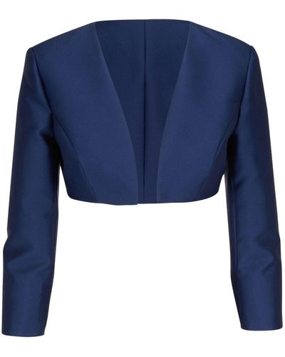 Carolina Herrera Long-sleeve Cropped Jacket - Blue