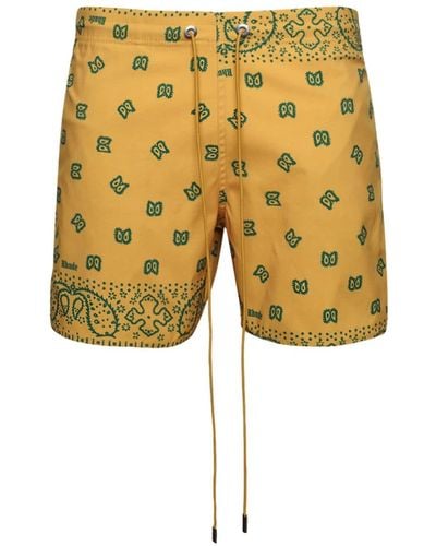 Rhude Bandana-print Swim Shorts - Yellow