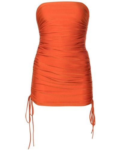 Adriana Degreas Strapless Draped Beach Dress - Orange