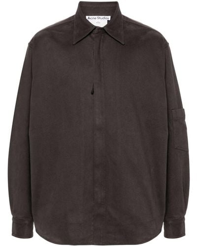 Acne Studios Zip-up Twill Cotton Overshirt - Black