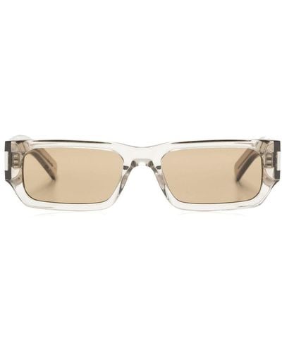 Saint Laurent Naked Wire Rectangle-frame Sunglasses - Natural