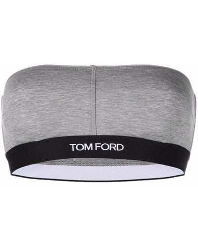 Tom Ford Bandeau-BH mit Logo - Grau