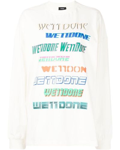 we11done Multi-logo Cotton Sweatshirt - Blue