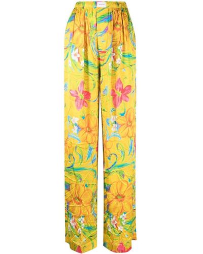 Balenciaga Pantalones de pijama con estampado floral - Amarillo