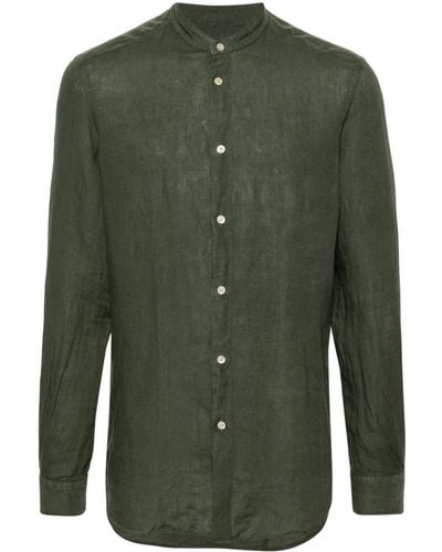 Boglioli Band-collar Linen Shirt - Green