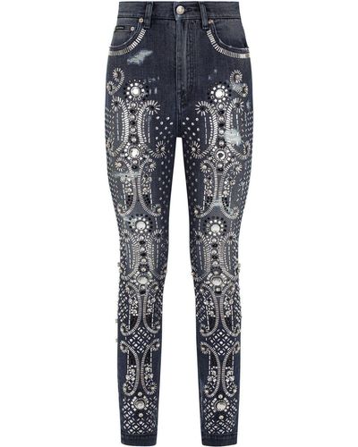 Dolce & Gabbana Verzierte Grace Skinny-Jeans - Blau