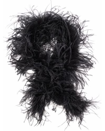 Styland Bufanda con plumas de avestruz - Negro