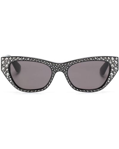 Alexander McQueen Gafas de sol con apliques de strass - Gris