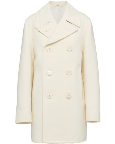 Prada Manteau de laine à deux poitrines - Neutre