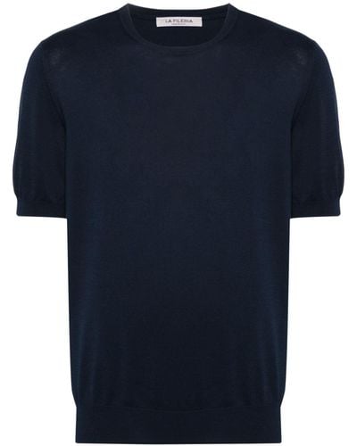 Fileria Fine-knit Short-sleeved Sweater - Blue