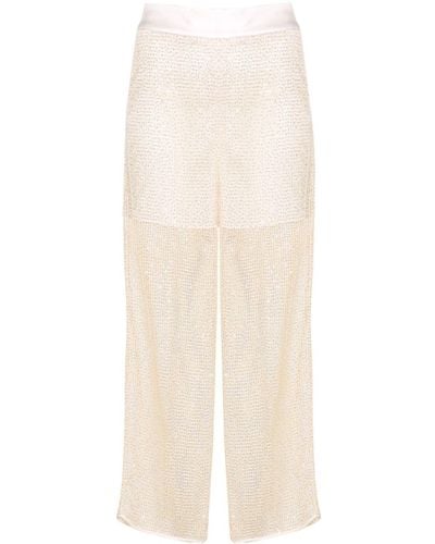Peserico Sequined Mesh Straight Trousers - White