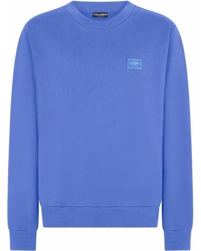 Dolce & Gabbana Sweatshirt mit Logo-Schild - Blau