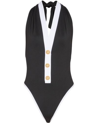 Balmain Button-embellished Swimsuit - Black