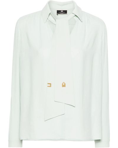 Elisabetta Franchi Pussy-bow V-neck Blouse - White