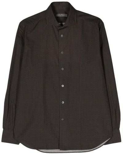 Corneliani Geometric-print Poplin Shirt - Black