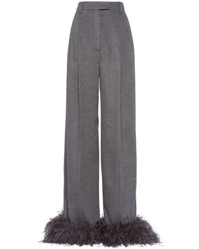 Prada Feather-trim Cashmere Trousers - Grey